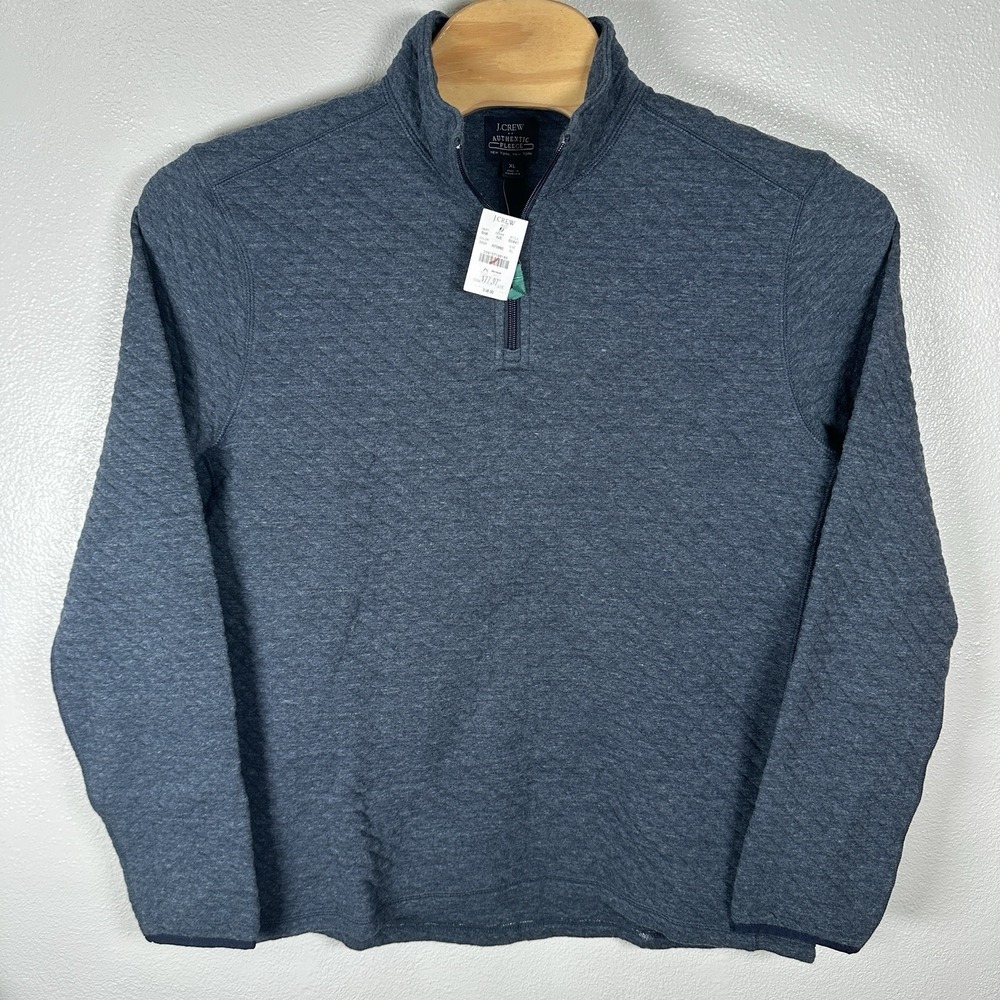 NEW J Crew Quilted Quarter 1/4 Zip Sweater Mens Size XL Blue Casual Preppy BS847